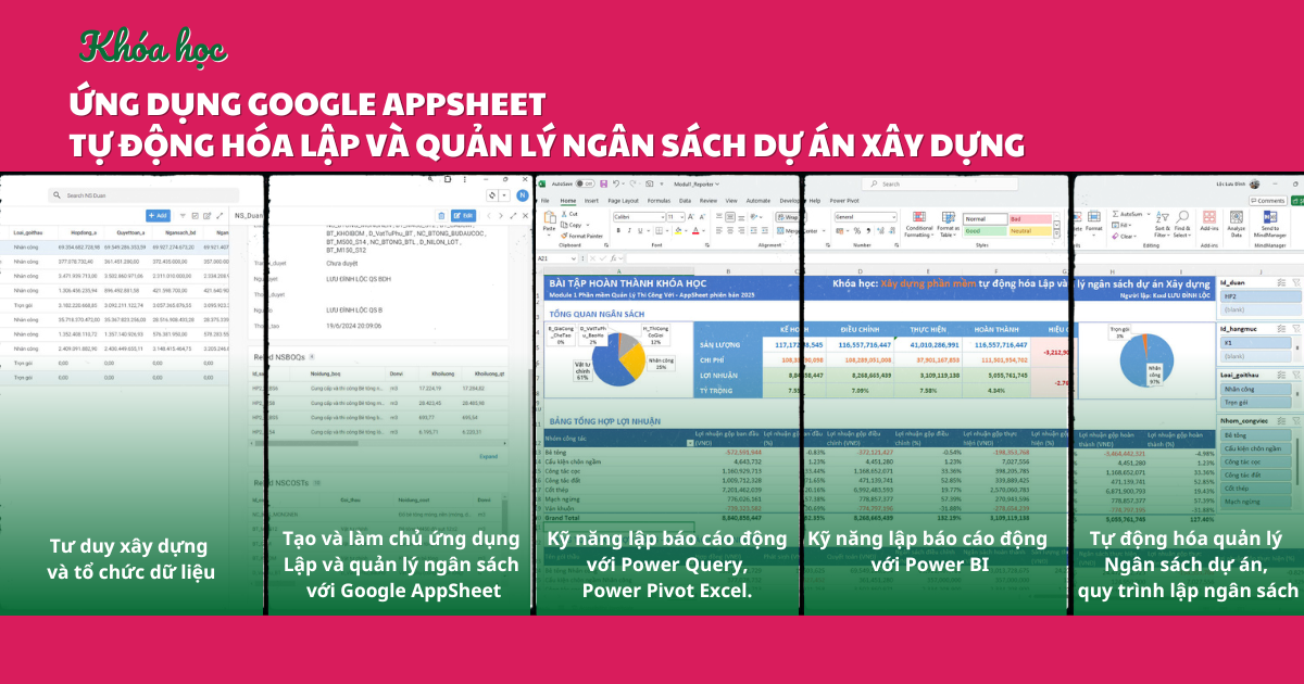 Ứng dụng Google AppSheet Tự động hóa Lập và Quản lý ngân sách dự án xây dựng